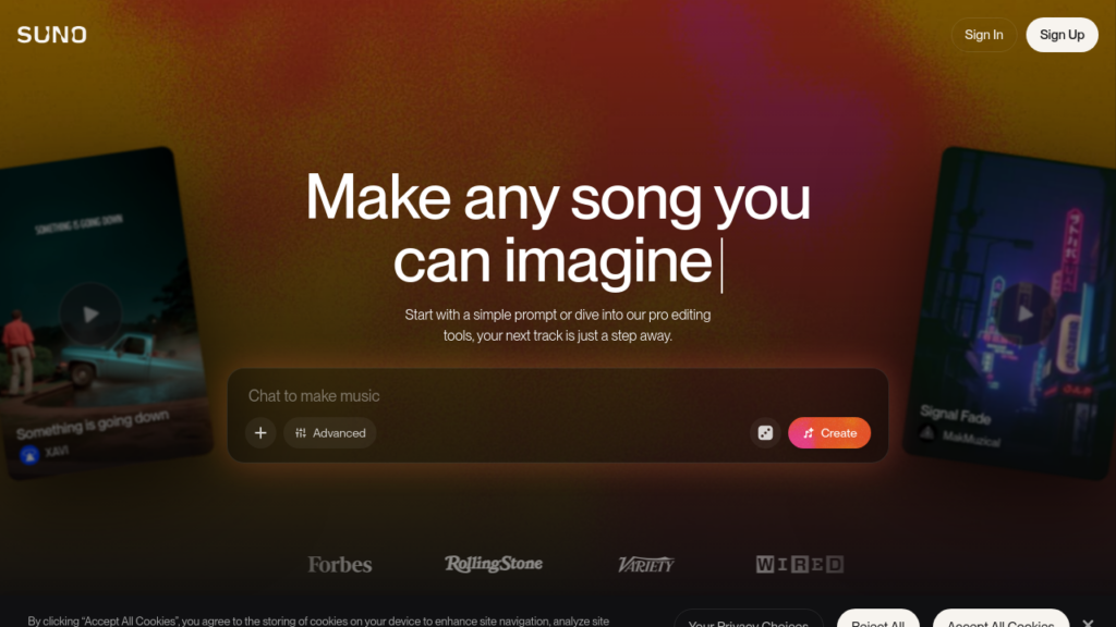 Screenshot de Suno